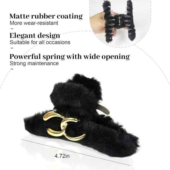 NEW Elegant Oversized Plush Shark Hair Claw 3 SET